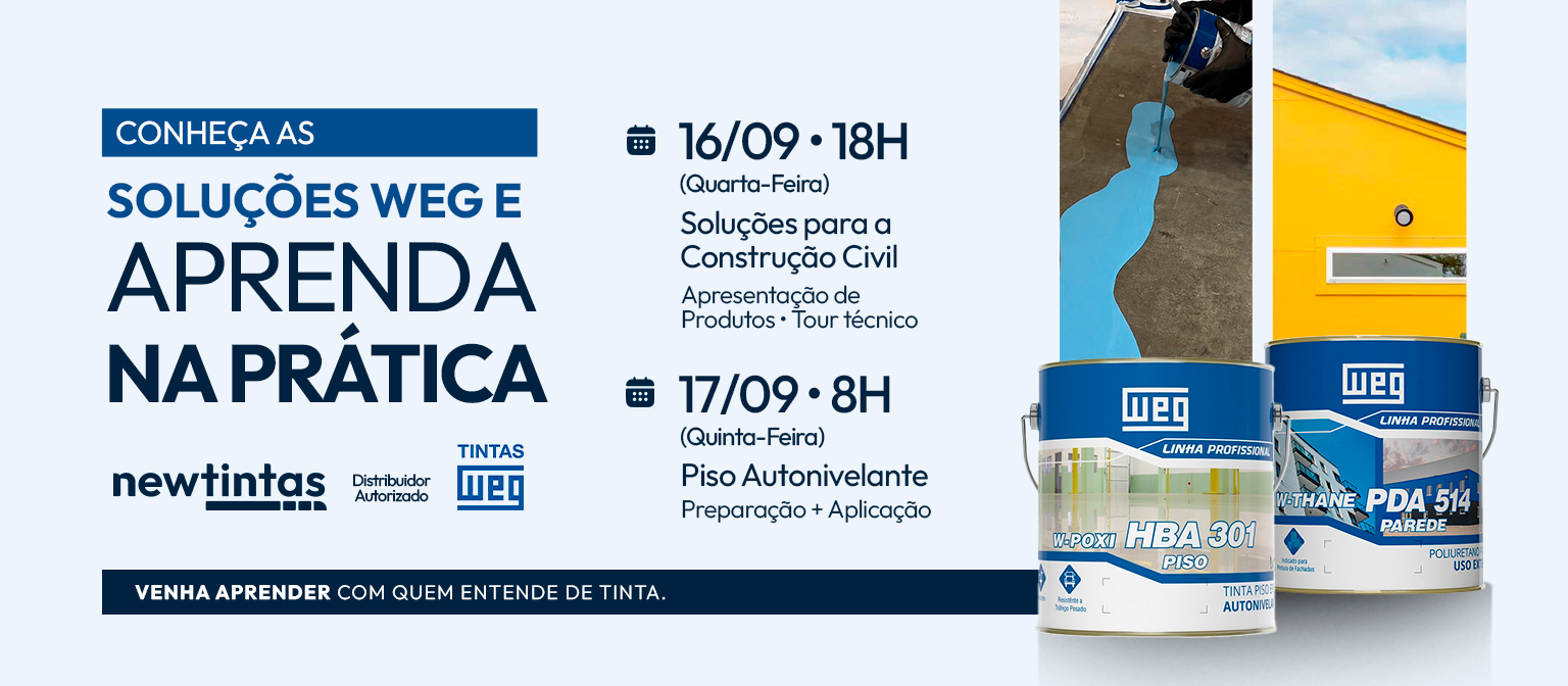 Treinamento Newtintas + WEG Tintas - 16 e 17/09 em Volta Redonda. Inscreva-se.